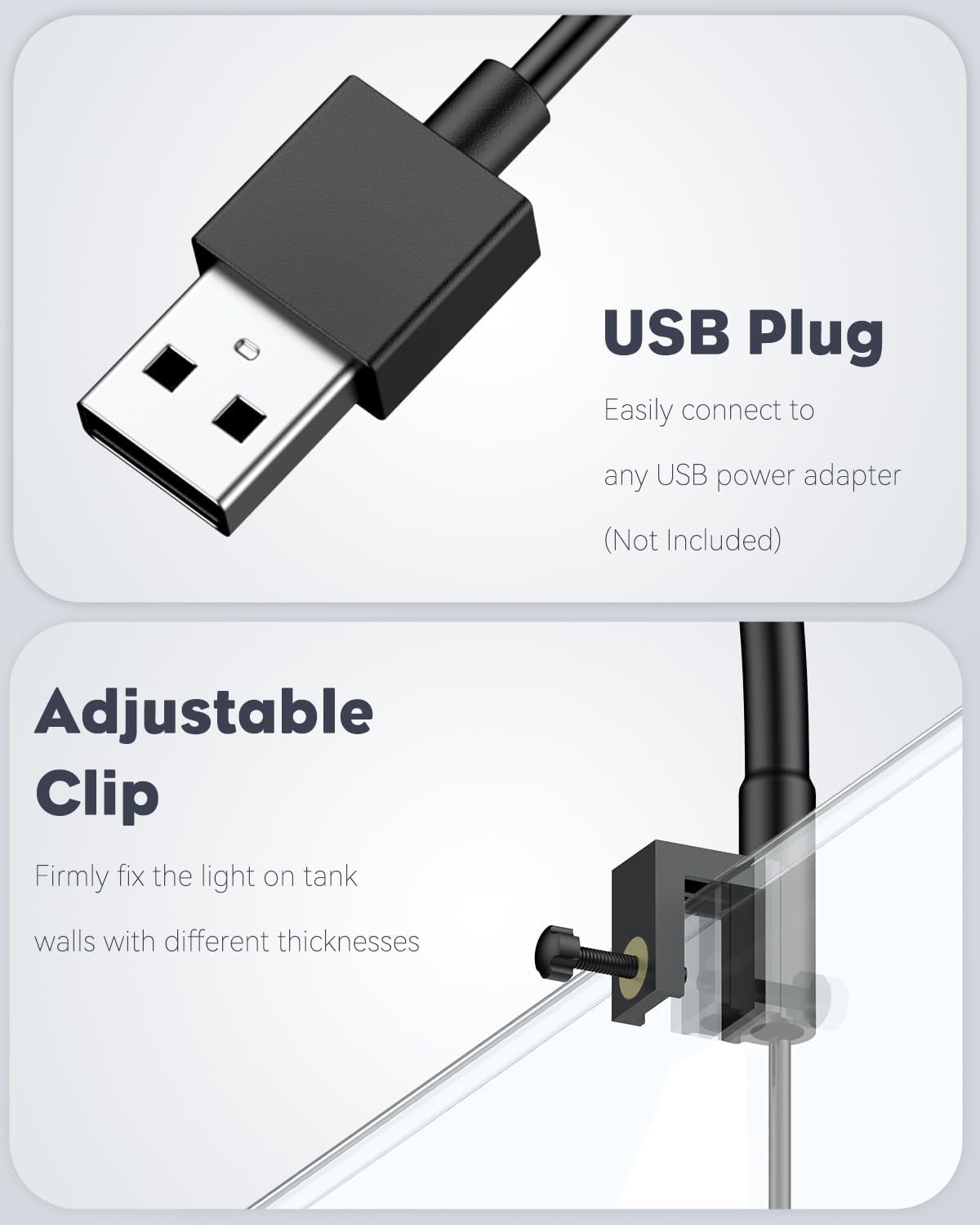 6 W LED Aquarium Light for 1 to 5 Gallon Fish Tanks Clip on Fish Tank Light USB Moving Aquarium Lamp with Full Spectrum Dimmable White Blue Red Green Lights with Timer (Adapter Not Included)