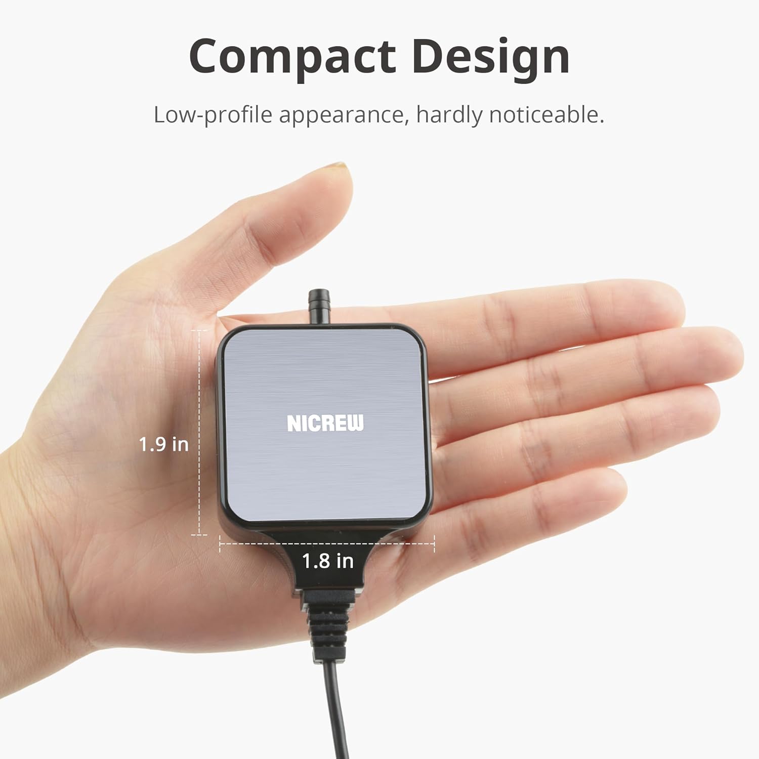 Nano Silent Aquarium Air Pump Black, Aquarium Aerator with Accessories for up to 10 Gallon Fish Tank, Super Quiet, 0.3 L/Min, 1.5 Watts