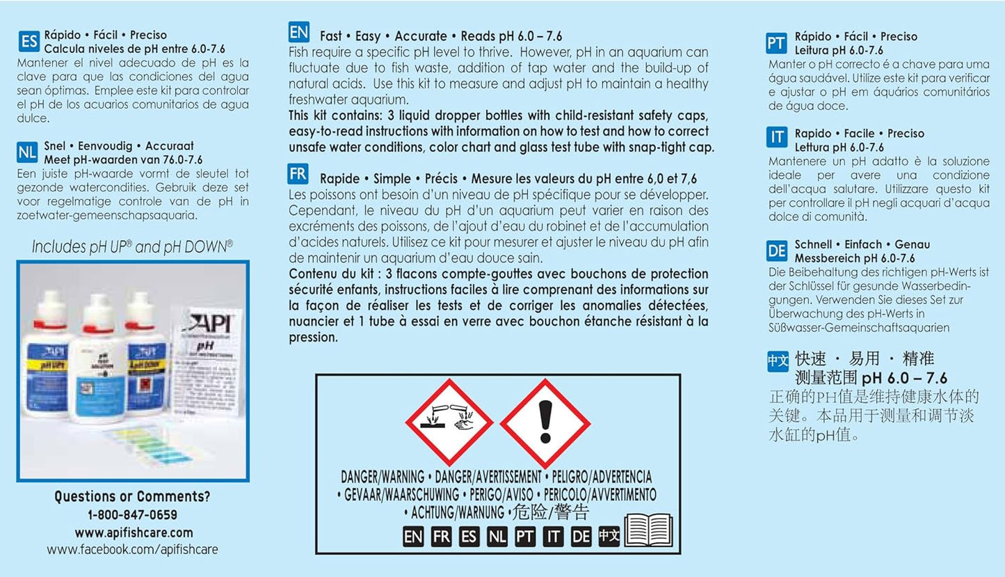 Ph TEST & ADJUSTER KIT 250-Test Freshwater Aquarium Water Ph Test and Adjuster Kit