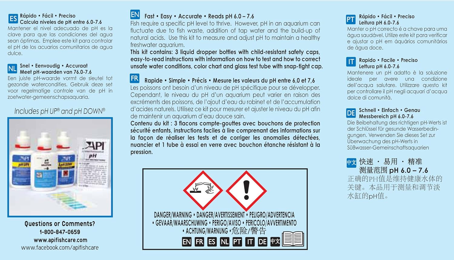 Ph TEST & ADJUSTER KIT 250-Test Freshwater Aquarium Water Ph Test and Adjuster Kit