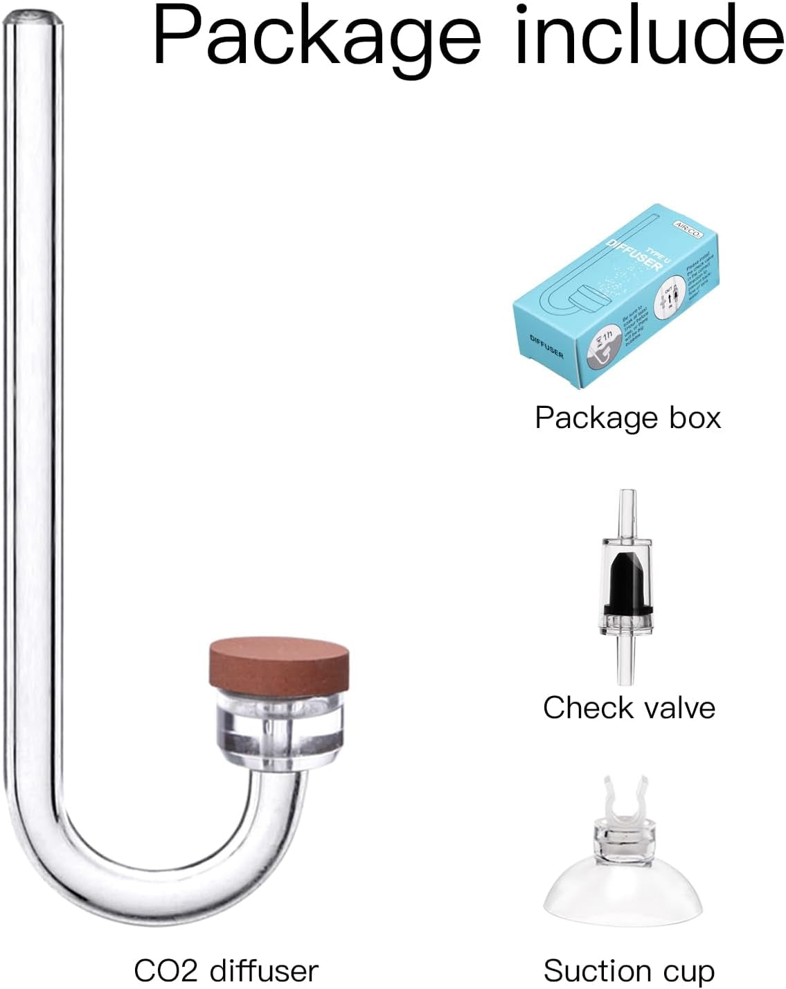 CO2 Diffuser for Aquarium Plant Mini CO2 Atomizer, U-Shaped-S