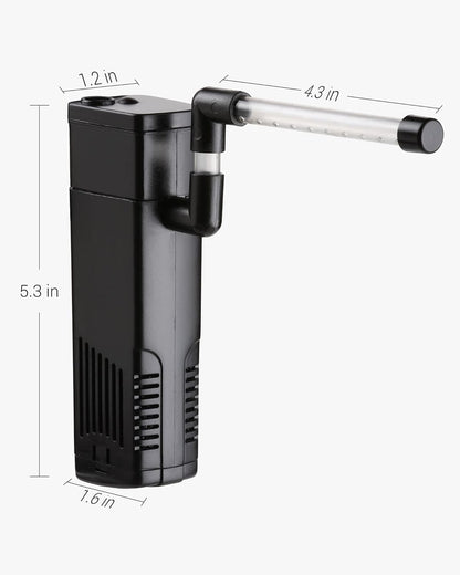 Aquarium Internal Filter, Submersible Power Filter with Multiple Function for Fish Tanks 2 to 5 Gallon, 40 GPH, 3.5W