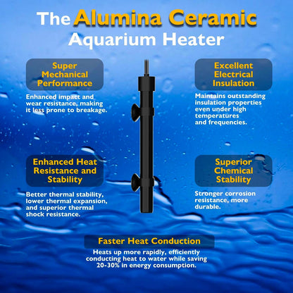 Aquarium Heater 50W Alumina Ceramic Betta Heater Adjustable Submersible Fish Heater Small Fish Tank Heater Turtle Heater with Digital Display Thermostat, for 5-10 Gallon Tanks